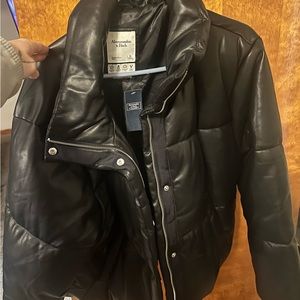 Abercrombie and fitch leather puffer jacket